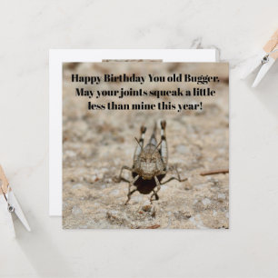 Tarjeta de saltamontes 'Feliz Cumpleaños Viejo Bri