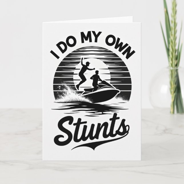 Tarjeta de Salto de Moto de Agua de Cumpleaños de  (Anverso)