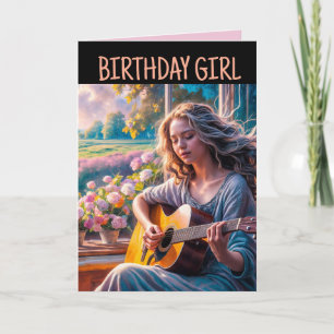 TARJETA DE SALUD DE CUMPLEAÑOS DE LA chica GUITAR 