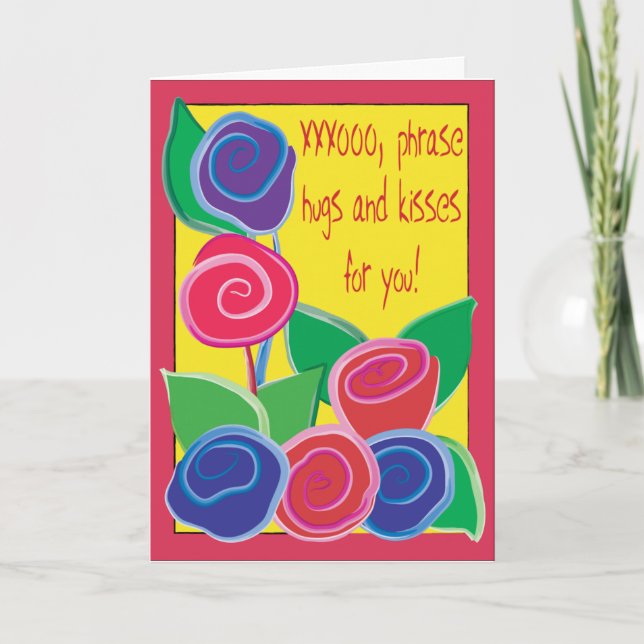 Tarjeta de saludo "Abrazos y besos" (Anverso)