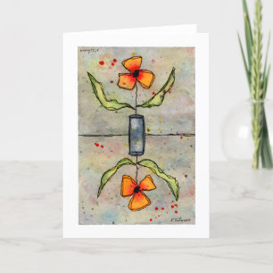 Tarjeta de saludo acuarela de las flores inversas