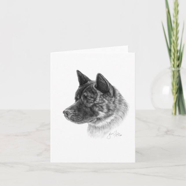 Tarjeta de saludo Akita Dog Art (Anverso)
