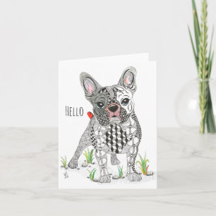 Tarjeta de saludo al Bulldog francés, dulce y ador
