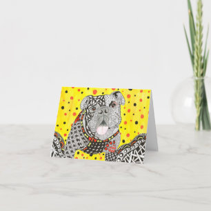 Tarjeta de saludo al Bulldog inglés, fina y colori