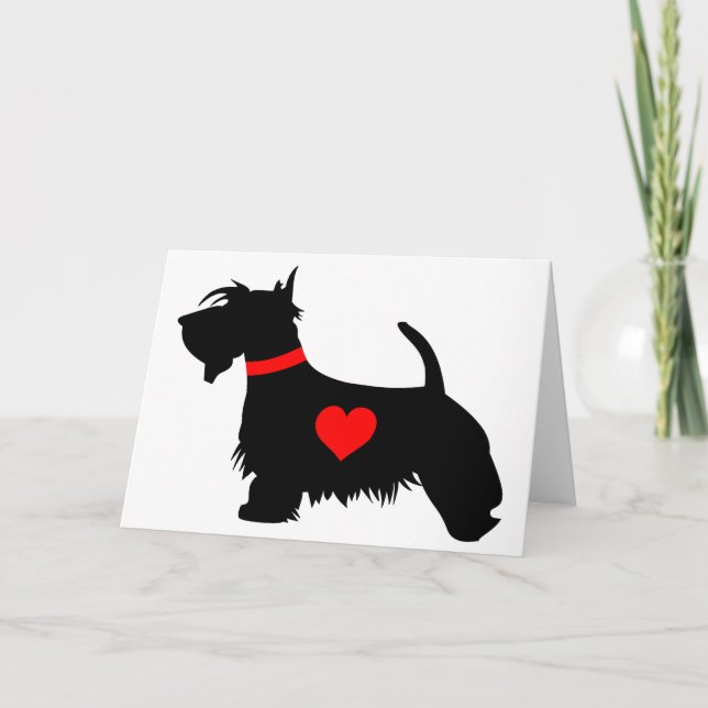 Tarjeta de saludo al corazón de perro escocés (Anverso)