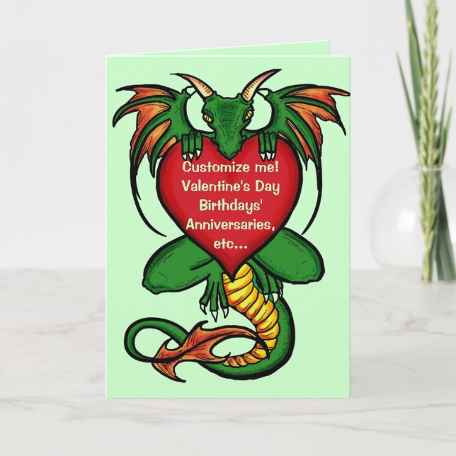 tarjeta de saludo al corazón del dragón artístico  (Anverso)