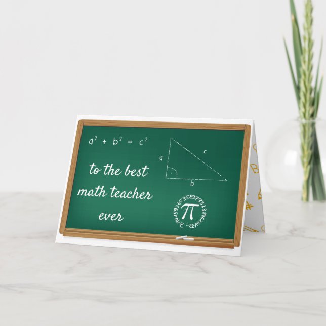 Tarjeta de saludo al mejor profesor de matemáticas (Anverso)