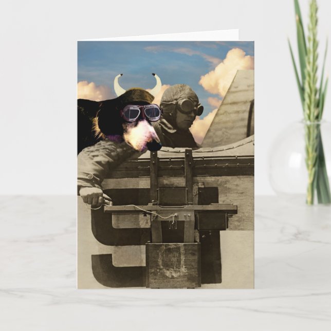 Tarjeta de saludo al perro volador (Anverso)