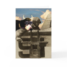 Tarjeta de saludo al perro volador