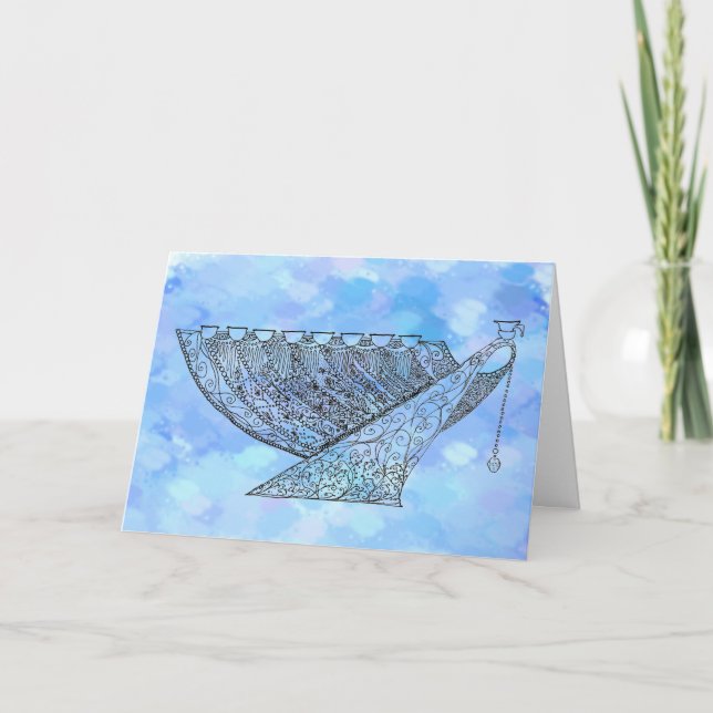 Tarjeta de saludo al Personalizable Ornate Chanuka (Anverso)