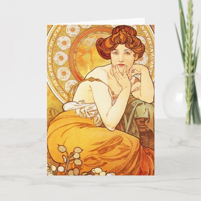 Tarjeta de saludo Alphonse Mucha Topaz (Anverso)