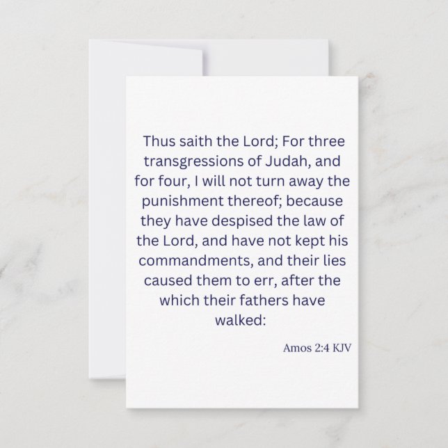 Tarjeta de saludo Amos 2:4 KJV Bible Scripting (Anverso)