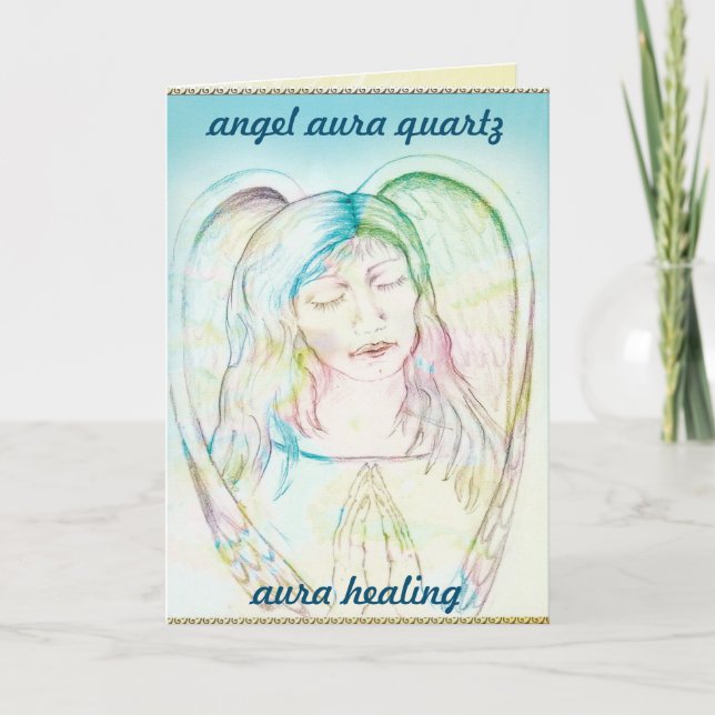 Tarjeta de saludo Angel aura quartz (Anverso)