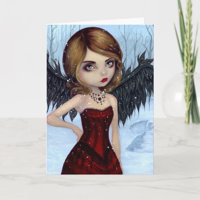 Tarjeta de saludo "Ángeles de la nieve" (Anverso)