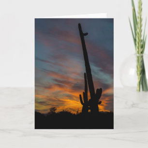 Tarjeta de saludo Arizona Atardecer Saguaros Amigo