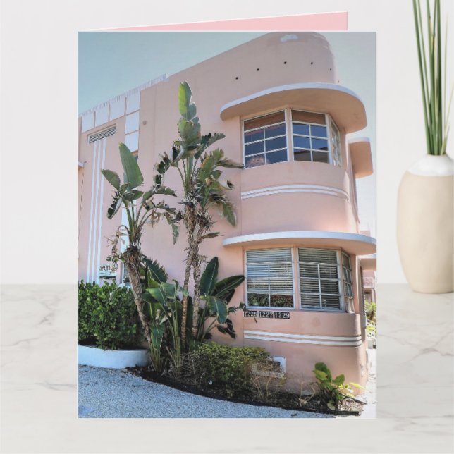 Tarjeta de saludo ART DECO MIAMI BEACH BIRTHDAY (Anverso)