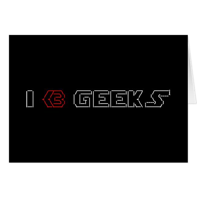 Tarjeta de saludo ASCII de I Heart Geeks (Anverso (Horizontal))