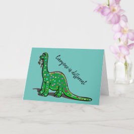 Tarjeta de saludo azul Cute Dinosaur Aqua