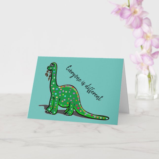 Tarjeta de saludo azul Cute Dinosaur Aqua (Orquídea)