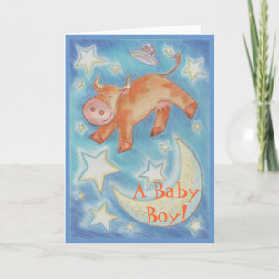 Tarjeta de saludo "Baby Boy" en la Luna