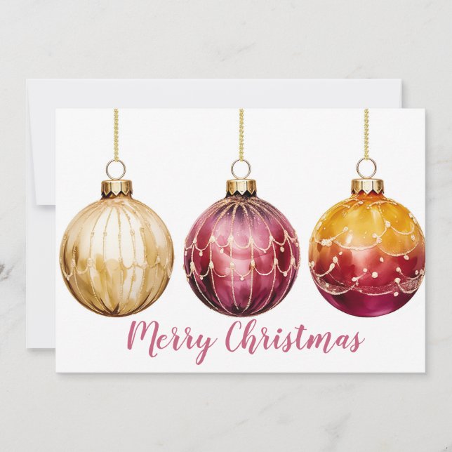 Tarjeta de saludo Baubles para Navidades festivos (Anverso)