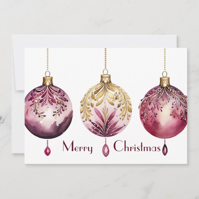 Tarjeta de saludo Baubles para Navidades festivos (Anverso)
