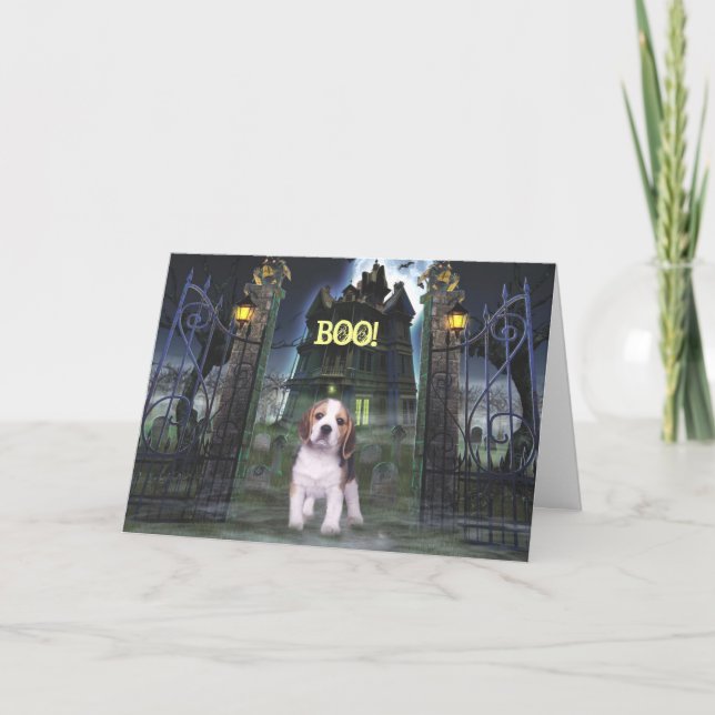 Tarjeta de saludo Beagle Halloween (Anverso)