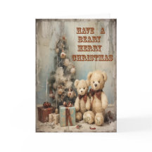 Tarjeta de saludo Bears Grungy Merry Christmas
