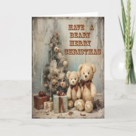 Tarjeta de saludo Bears Grungy Merry Christmas