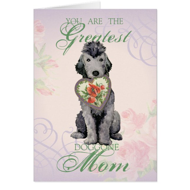 Tarjeta de saludo Bedlington Terrier Heart Mom (Frente)