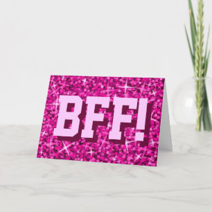 Tarjeta de saludo 'BFF!' 'Your Text' rosa de Glitz