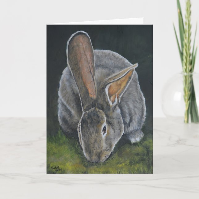 Tarjeta de saludo Big Ears Bunny Animal Art (Anverso)