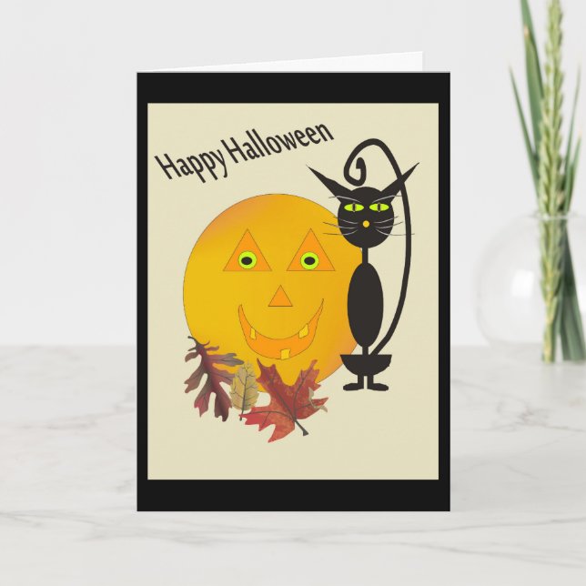 Tarjeta de saludo Black Cat Halloween (Anverso)
