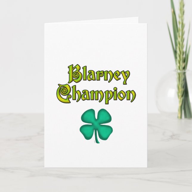 Tarjeta de saludo blanca Blarney Champion (Anverso)