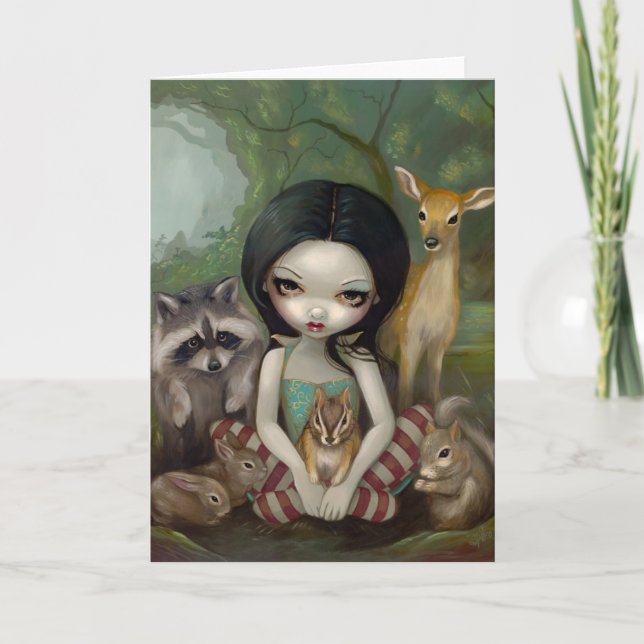 Tarjeta de saludo "Blancanieves y sus amigos anima (Anverso)
