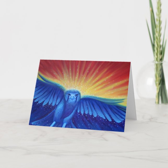 Tarjeta de saludo Blank Art, halcón de arte origin (Anverso)