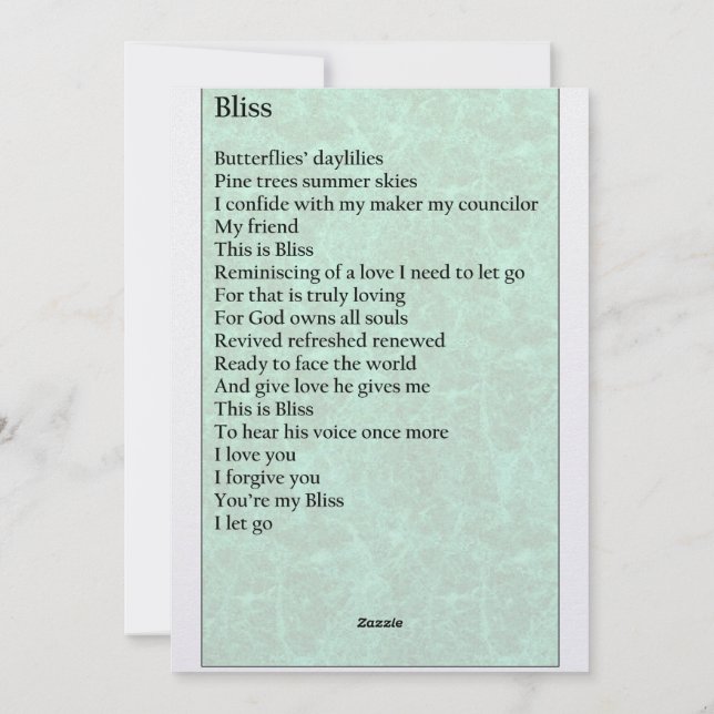 Tarjeta de saludo "Bliss" (Reverso)