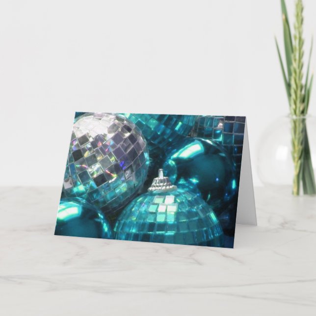 Tarjeta de saludo Blue Baubles 'Merry Christmas' (Anverso)