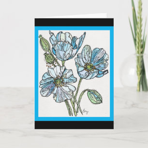Tarjeta de saludo - Blue Himalayan Poppy Watercolo
