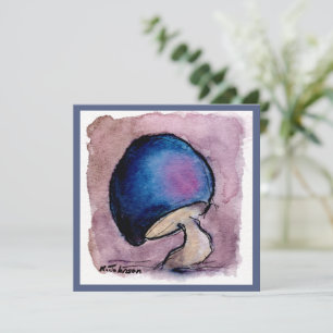 Tarjeta de saludo Blue Mushroom Watercolor