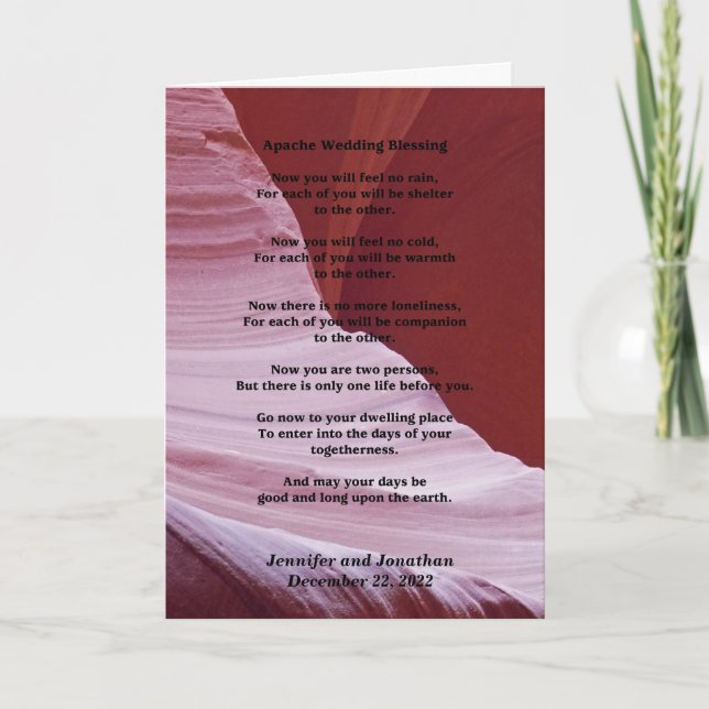 Tarjeta de saludo boda Apache Blessing Inside v2 (Anverso)