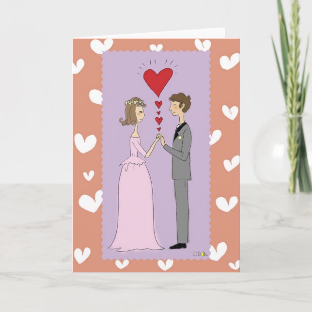 Tarjeta de saludo boda rosa (Anverso)