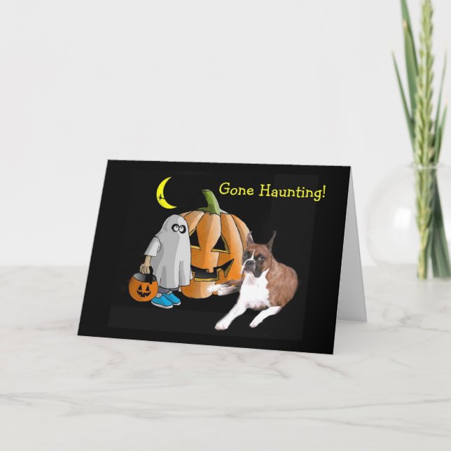 Tarjeta de saludo Boxer Halloween (Anverso)