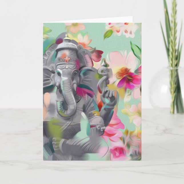 Tarjeta de saludo Buddha Ganesha Art | positividad (Anverso)