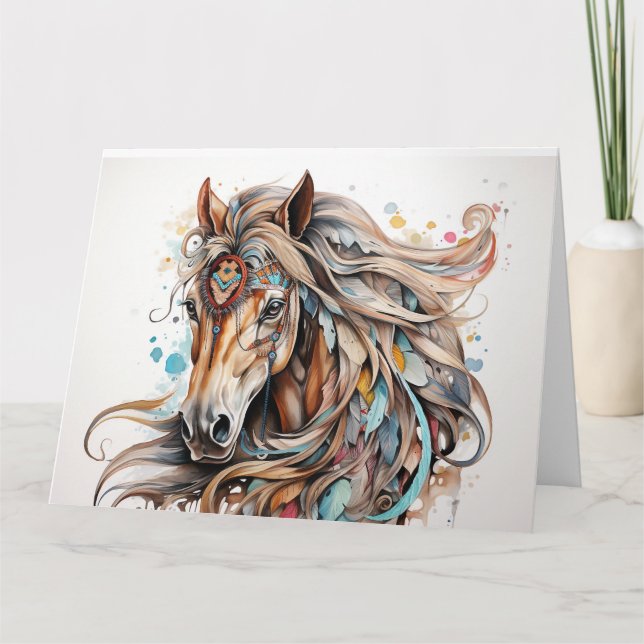 Tarjeta de saludo Caballo Guerrero (Anverso)