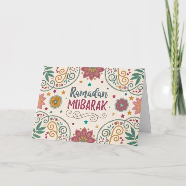 Tarjeta de saludo Caligrafía de patrones de Ramadá (Anverso)