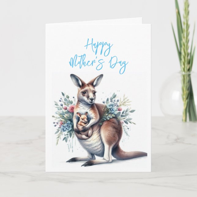 Tarjeta de saludo canguro del Día de la Madre (Anverso)