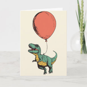 Tarjeta de saludo caprichosa en globo T-Rex