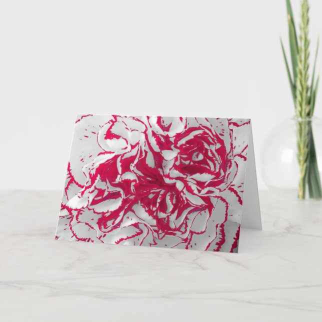 Tarjeta de saludo - Carnación en rojo y blanco (Anverso)
