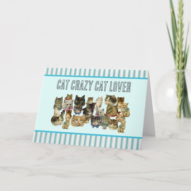 Tarjeta de saludo Cat Crazy Cat Lover (Anverso)